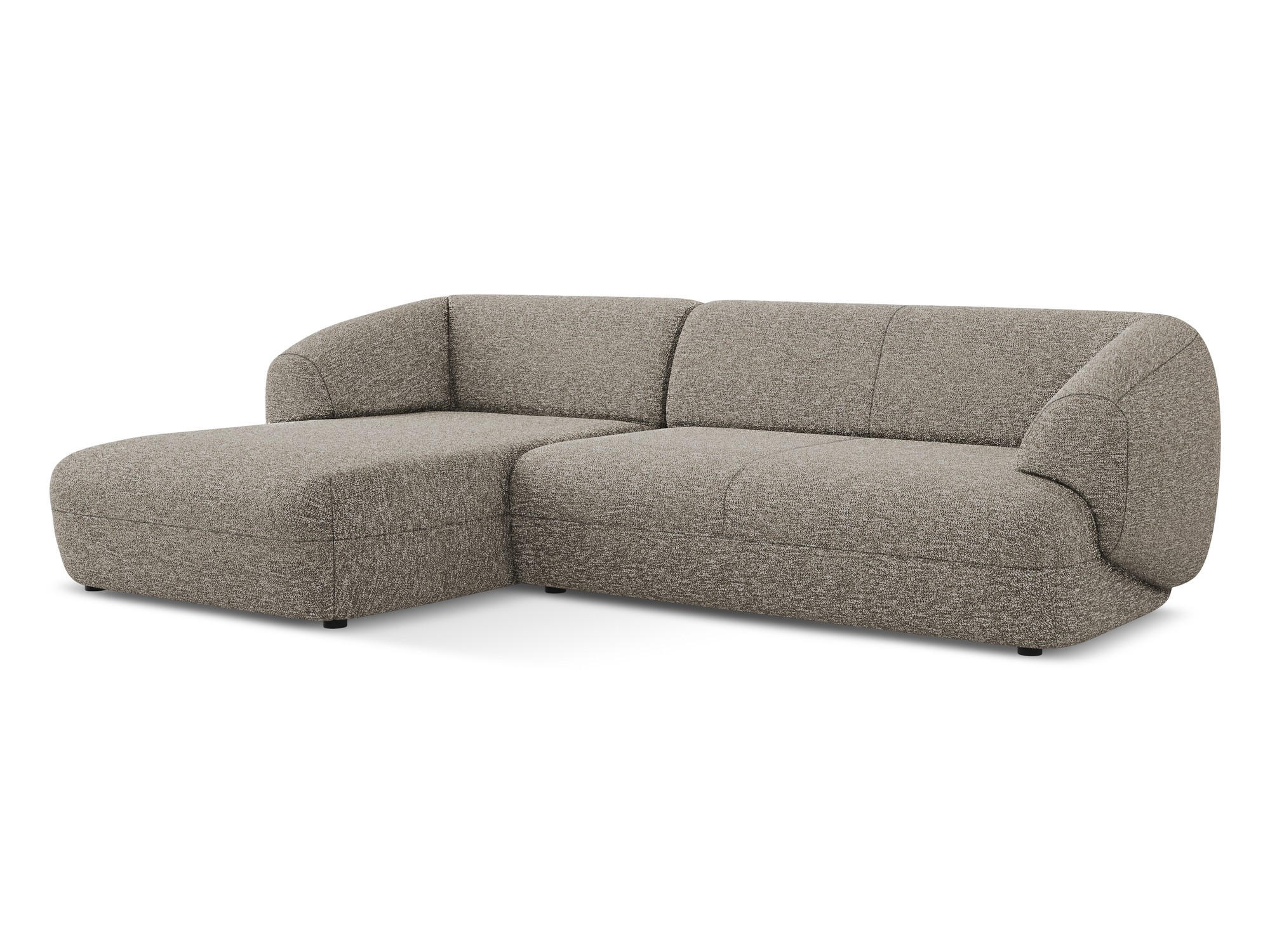 ECKSOFA links Strukturstoff Stoff Beige - Greige/Beige, Kunststoff/Textil (156/280cm) - Makamii