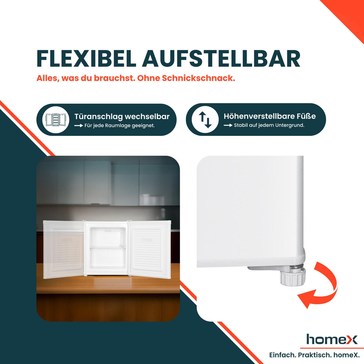 GEFRIERSCHRANK, Mini - 33L Nutzinhalt, 4-Sterne Gefrieren, freistehend, klein, mit Temperaturregelung, FM1015-W weiß - Weiß, Kunststoff/Metall (44/51/47cm) - homeX