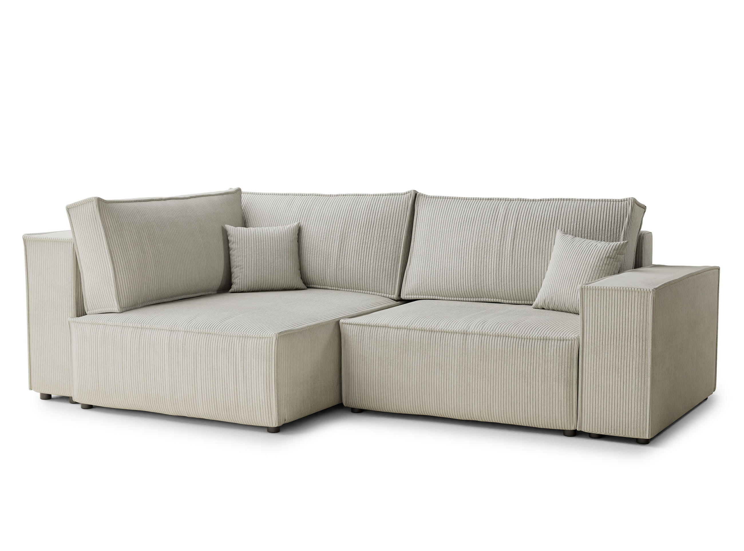 ECKSOFA MIT SCHLAFFUNKTION Tonga Creme Samtstoff - Creme/Schwarz, Holz/Holzwerkstoff (105/225cm) - Maison de Reve