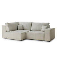 ECKSOFA MIT SCHLAFFUNKTION Tonga Creme Samtstoff - Creme/Schwarz, Holz/Holzwerkstoff (105/225cm) - Maison de Reve