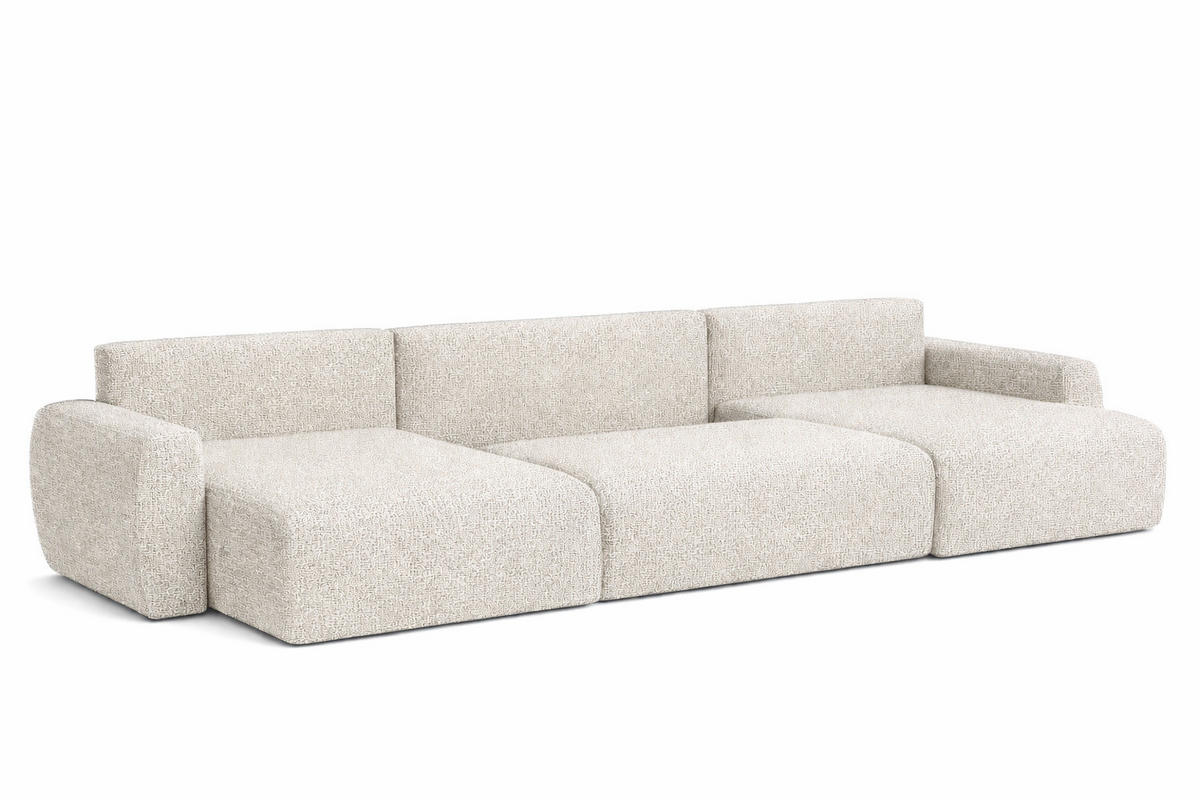 ECKSOFA Mit Schlaffunktion Und Bettkasten U-Form Ariel U, Chenille-Stoff Artico, Nata - Beige, Holz (342/142cm) - Kaiser Möbel