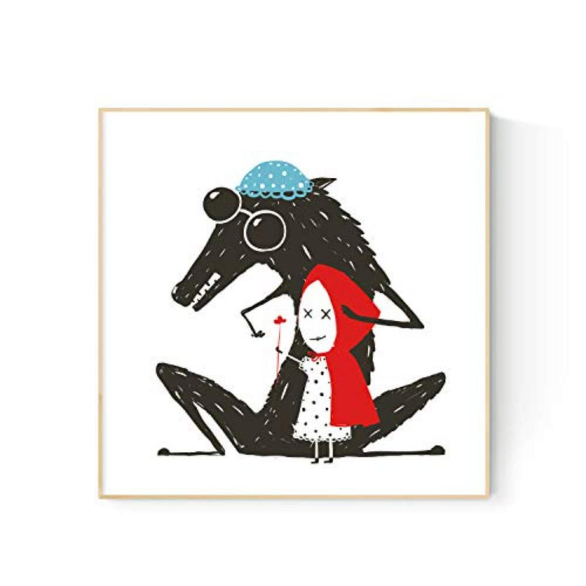 POSTER Set mit 4 Rotkäppchen 2 20x20cm Schwarzer Rahmen - Schwarz, Papier (20/3cm) - Nacnic