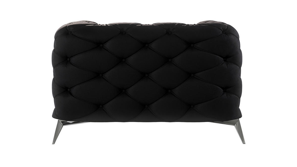 CHESTERFIELD-SESSEL Laura Schwarz Samt - Silberfarben/Schwarz, Holz/Textil (125/75/100cm) - S-Style Möbel