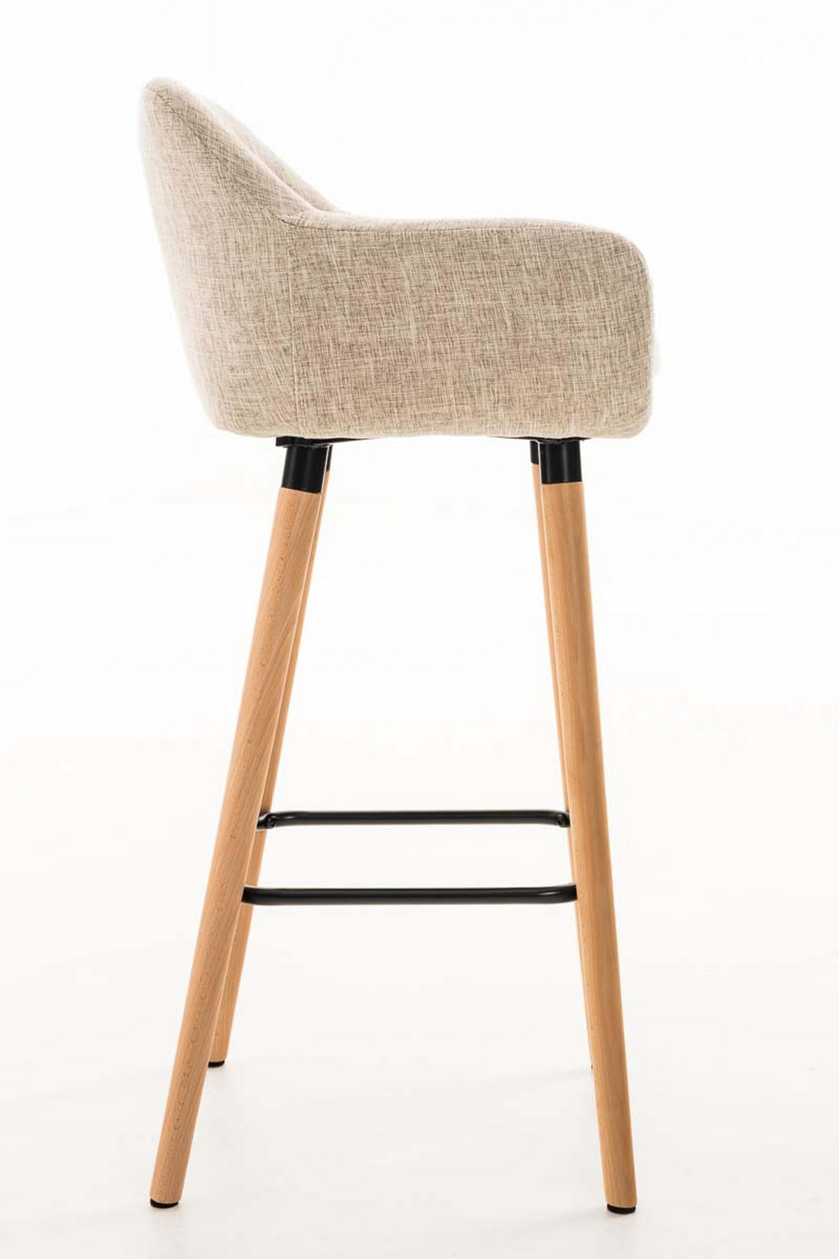 BARHOCKER Grande, 2er Set, Gestell Holz, Stoff Creme - Creme/Braun, Holz/Textil (55/99/46cm) - TPFLiving