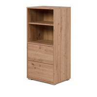 REGAL Eiche Artisan 46 x 97 cm, Standregal mit 2 Schubladen - Silberfarben/Eiche Artisan, Holzwerkstoff/Kunststoff (46/96.5/33.5cm) - Furn.Design