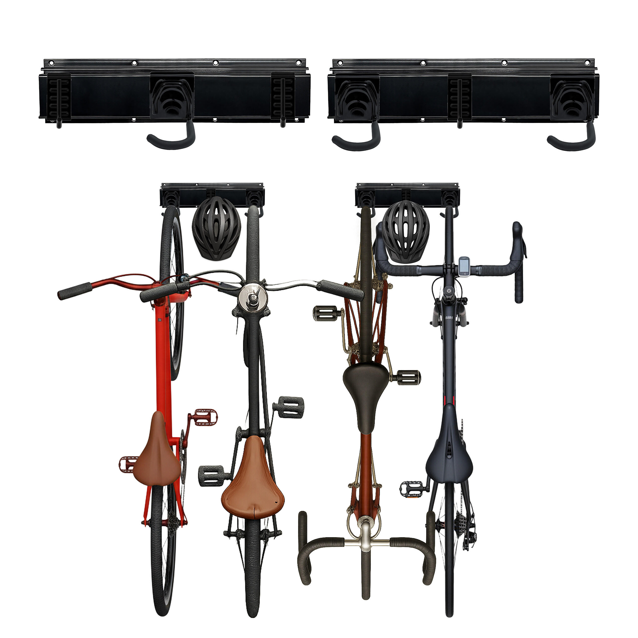 FAHRRAD-WANDHALTERUNG - Schwarz, Kunststoff/Metall (40.5/10/1.5cm) - Relaxdays