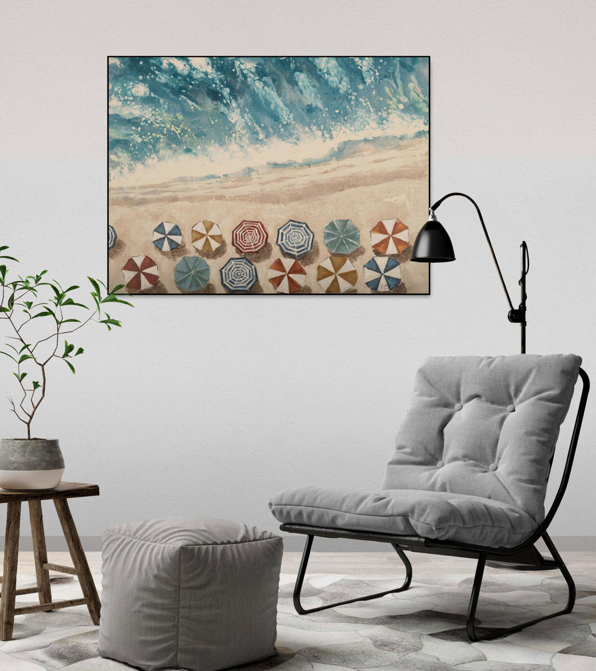 ACRYLBILD HANDGEMALT 100/75 cm - Blau, Holz/Textil (2/75cm) - KUNSTLOFT