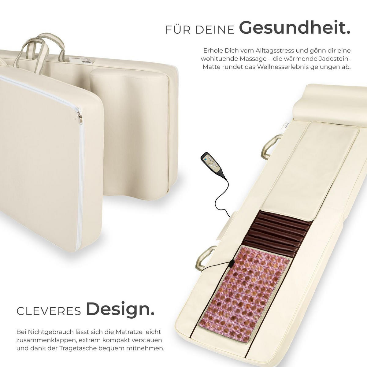 SHIATSU-MASSAGEMATRATZE ,186,5 x 60 x 11 cm,beige - Beige, Textil (60/11/186.5cm) - tectake