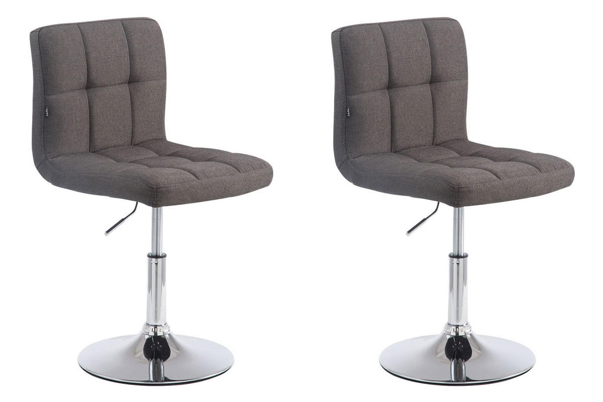 BARHOCKER 2er Set Bangko Stoff Dunkelgrau - Dunkelgrau, Textil/Metall (44/74/49cm) - DELUKE
