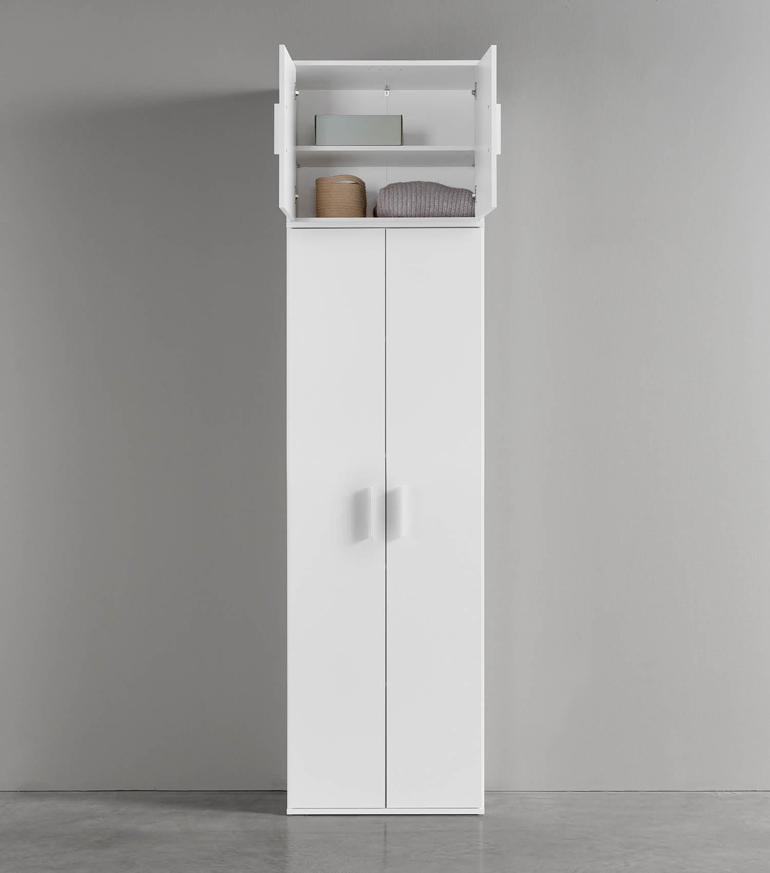 MEHRZWECKSCHRANK AUFSATZT Der Turm - Weiß, Holzwerkstoff (60/50/34.5cm) - Mokebo
