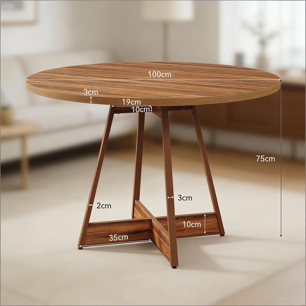 ESSTISCH Braun 100/100/75 cm - Braun, Holz (100/100/75cm) - PANGIVO
