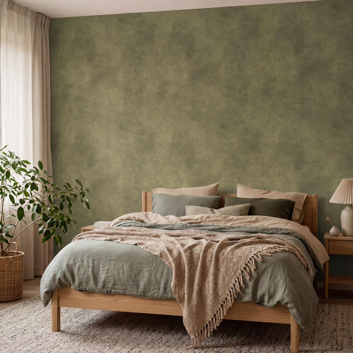 TAPETE - Textur - Abstrakt - Grün - 350x280 cm - Olivgrün, Papier (350/280cm) - OnlyWow