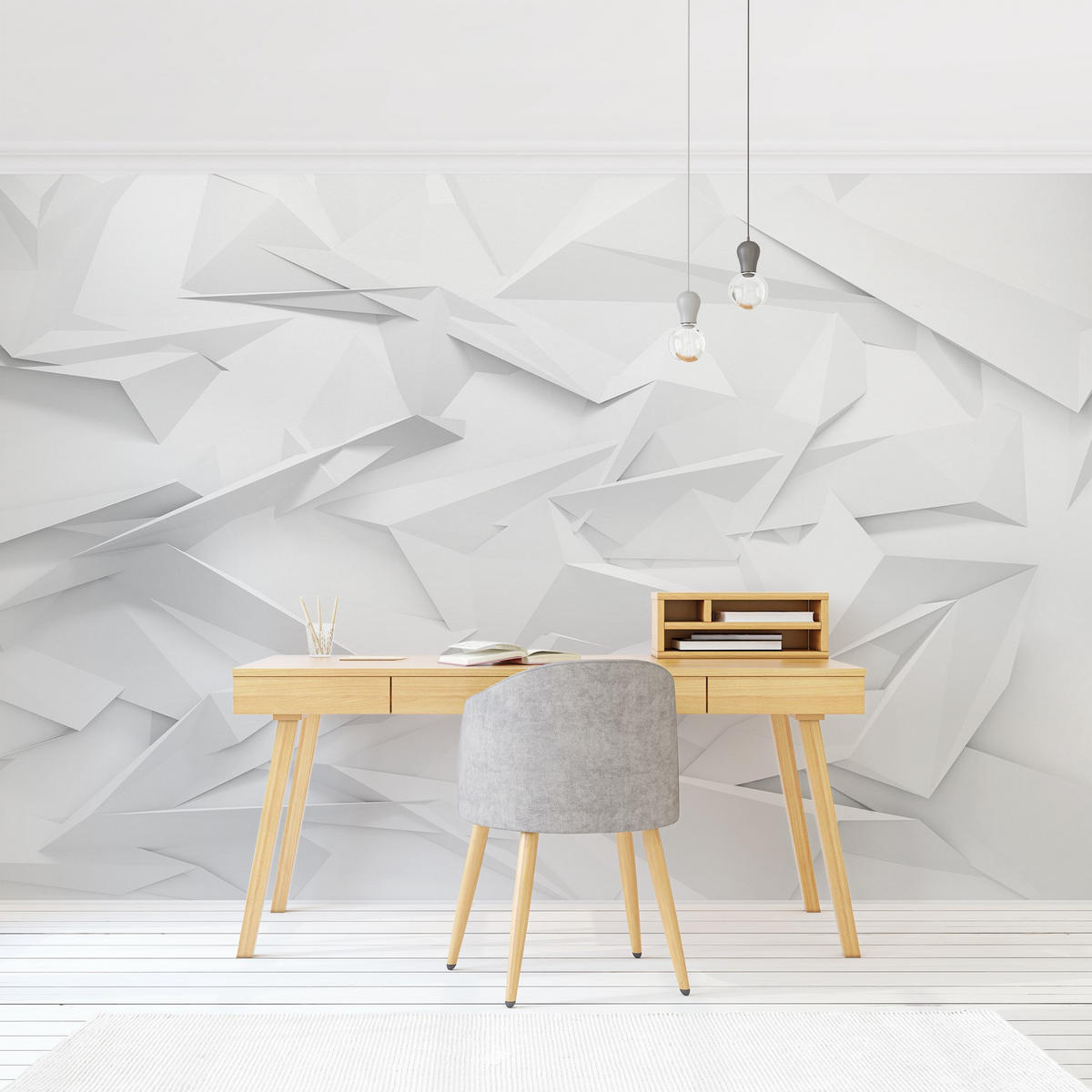FOTOTAPETE Abstrakte 3D Optik 288/190 cm - Weiß, Papier (288/190cm) - Bilderwelten