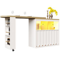 BARTISCH Ausziehbar 135-205cm LED Stauraum Weiß - Weiß, Glas (39/135/100cm) - FLIEKS
