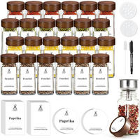 GEWÜRZGLÄSER Set 24-teilig mit Akazienholzdeckeln aus Borosilikatglas - Multicolor, Glas (4.5/10.5/4.5cm)