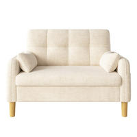 SOFA 2-Sitzer, Beige, Chenille, 2 Kissen, Seitentasche - Beige, Textil (78/85/119cm)