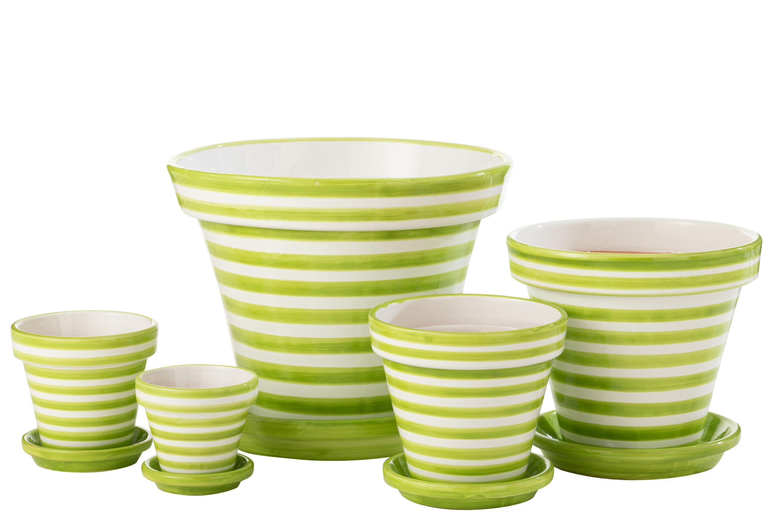 BLUMENTOPF GRANADA STRIPES - Töpferei - Grün - XL - Ø 50 cm - Multicolor, Keramik (50/40cm) - J-Line