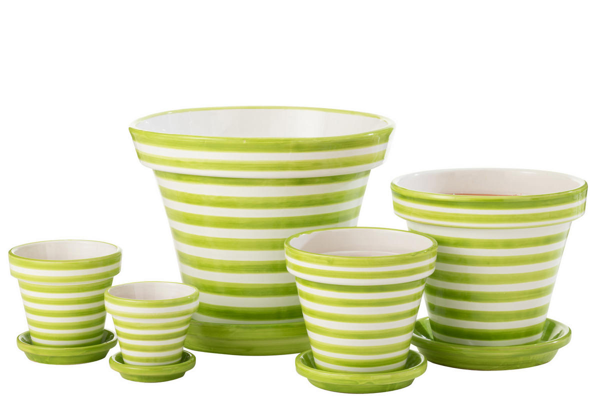 BLUMENTOPF GRANADA STRIPES - Töpferei - Grün - XL - Ø 50 cm - Multicolor, Keramik (50/40cm) - J-Line