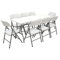 GARTEN-SITZGRUPPE für 8 Personen, 180/70cm, Weiß - Weiß, Kunststoff - Amanka