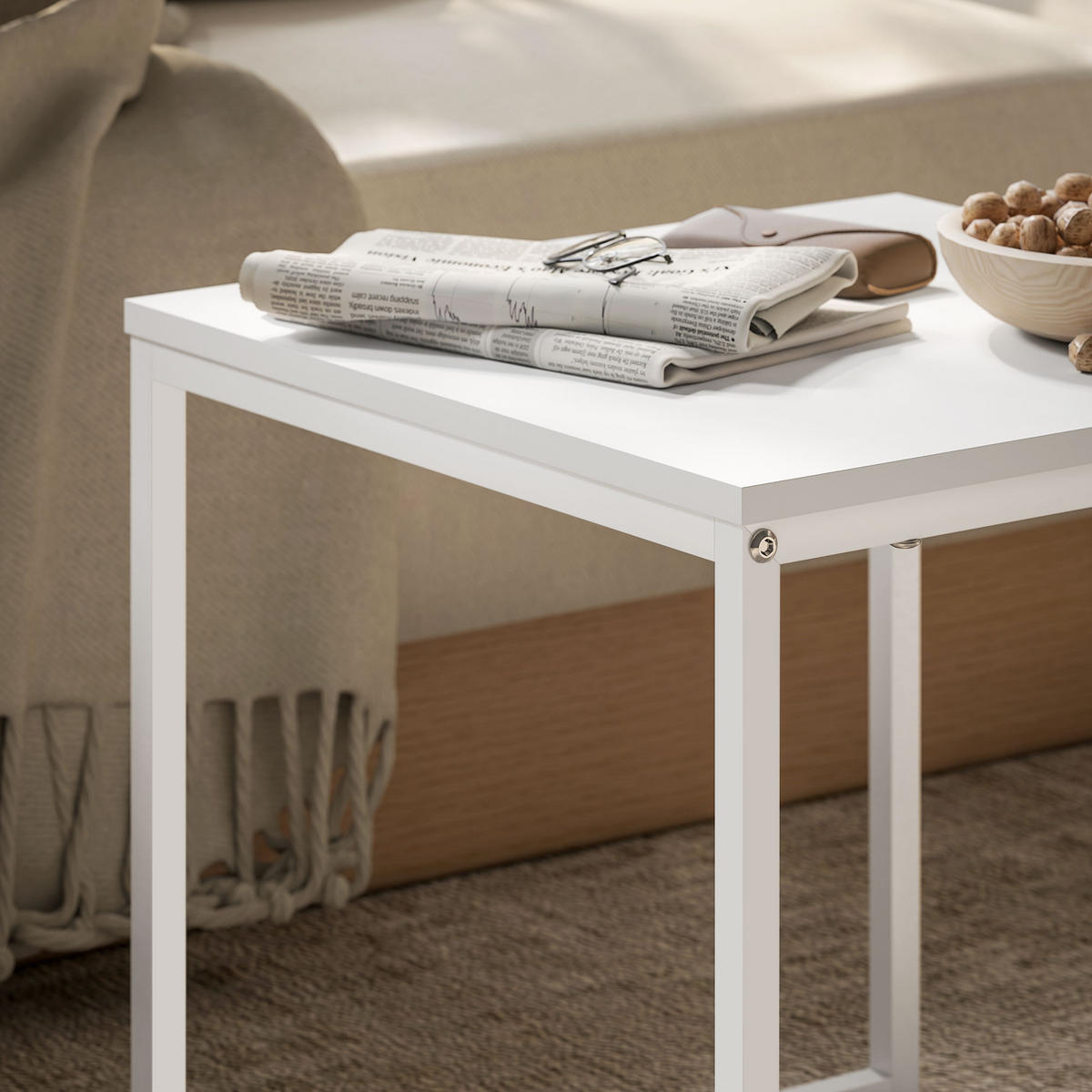 COUCHTISCH-SET DE-08792 2-teilig Weiß - Weiß, Metall (45/45/45cm) - ComfortXL