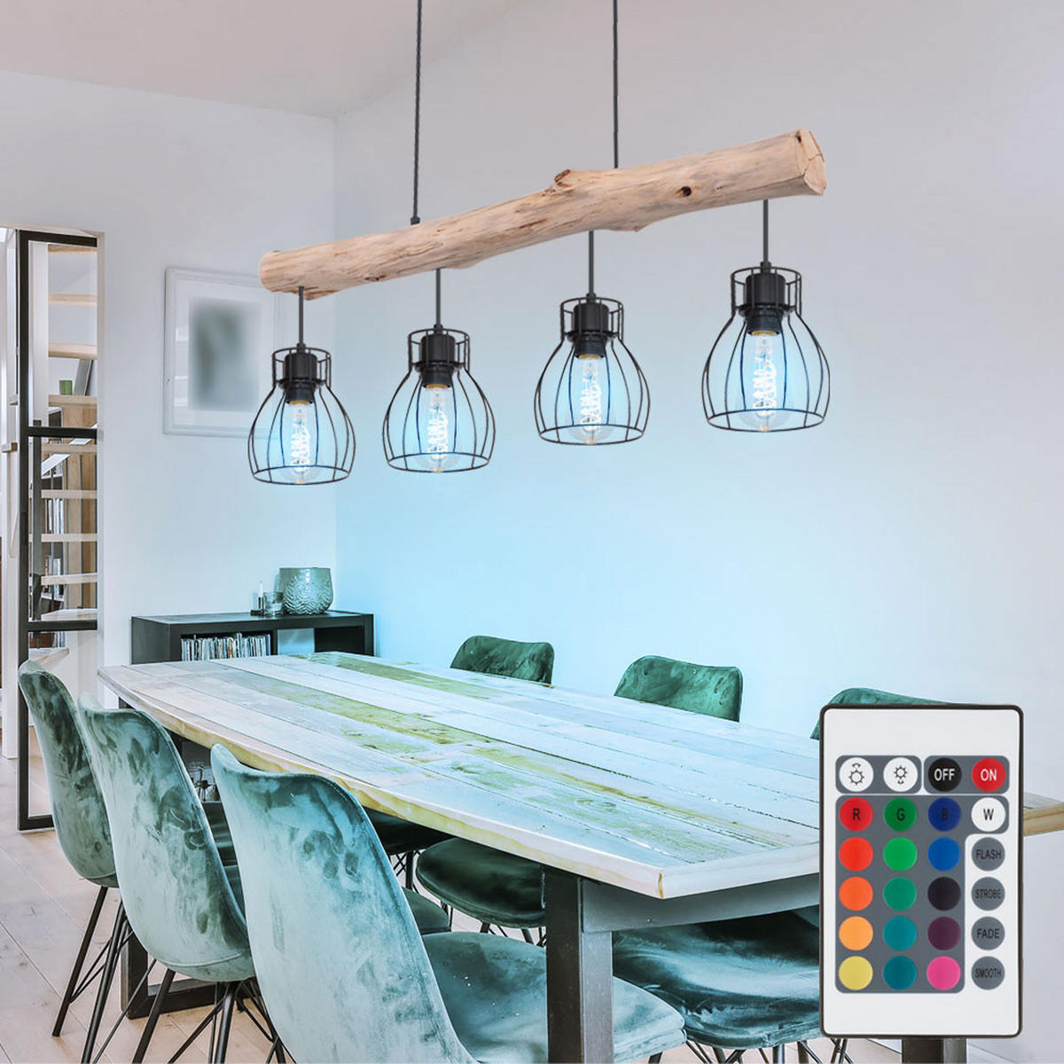 LED HÄNGELEUCHTE MINA Holz Schwarz - Schwarz, Holz (82.5/13.6/140cm)