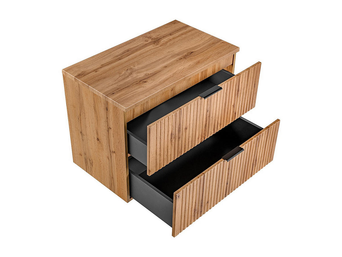 WASCHBECKENUNTERSCHRANK hängend mit Aufsatzplatte - Streifenoptik - Holzfarben hell - 80 cm - ZEVARA - Naturfarben, Holz (80/57/46cm) - Vente-Unique