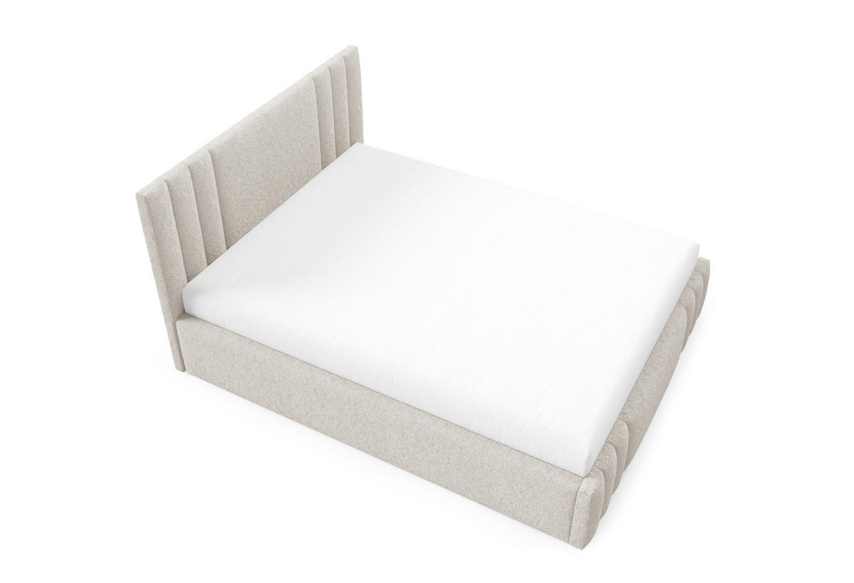 POLSTERBETT RIVIO Bettkasten Lattenrost 160x200 Beige - Beige, Holz (160/200cm) - Furnistar
