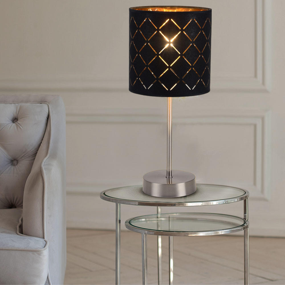 LED TISCHLEUCHTE Clarke Schwarz Textil - Schwarz, Textil (15/15/35cm) - Globo Lighting