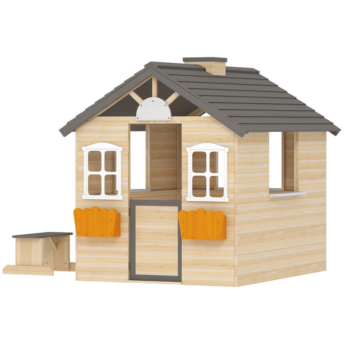 SPIELHAUS DE-10859 mit Tür, Fenster & Blumentopfrack Natur - Naturfarben, Holzwerkstoff (94/134.5/113cm) - ComfortXL