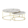 COUCHTISCH 2er Set Marmoroptik Metall Eichenholz Ineinanderschiebbar, Gold 80x80x36 cm - Goldfarben, Holz/Metall (80/80/36cm) - KADIMA DESIGN