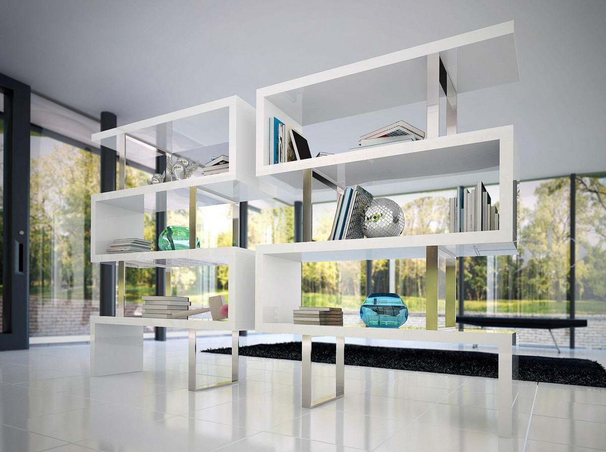 REGAL Weiße und Stahlregale 130/35/170 cm - Edelstahlfarben/Weiß, Holz/Metall (130/170/30cm) - ANGEL CERDA