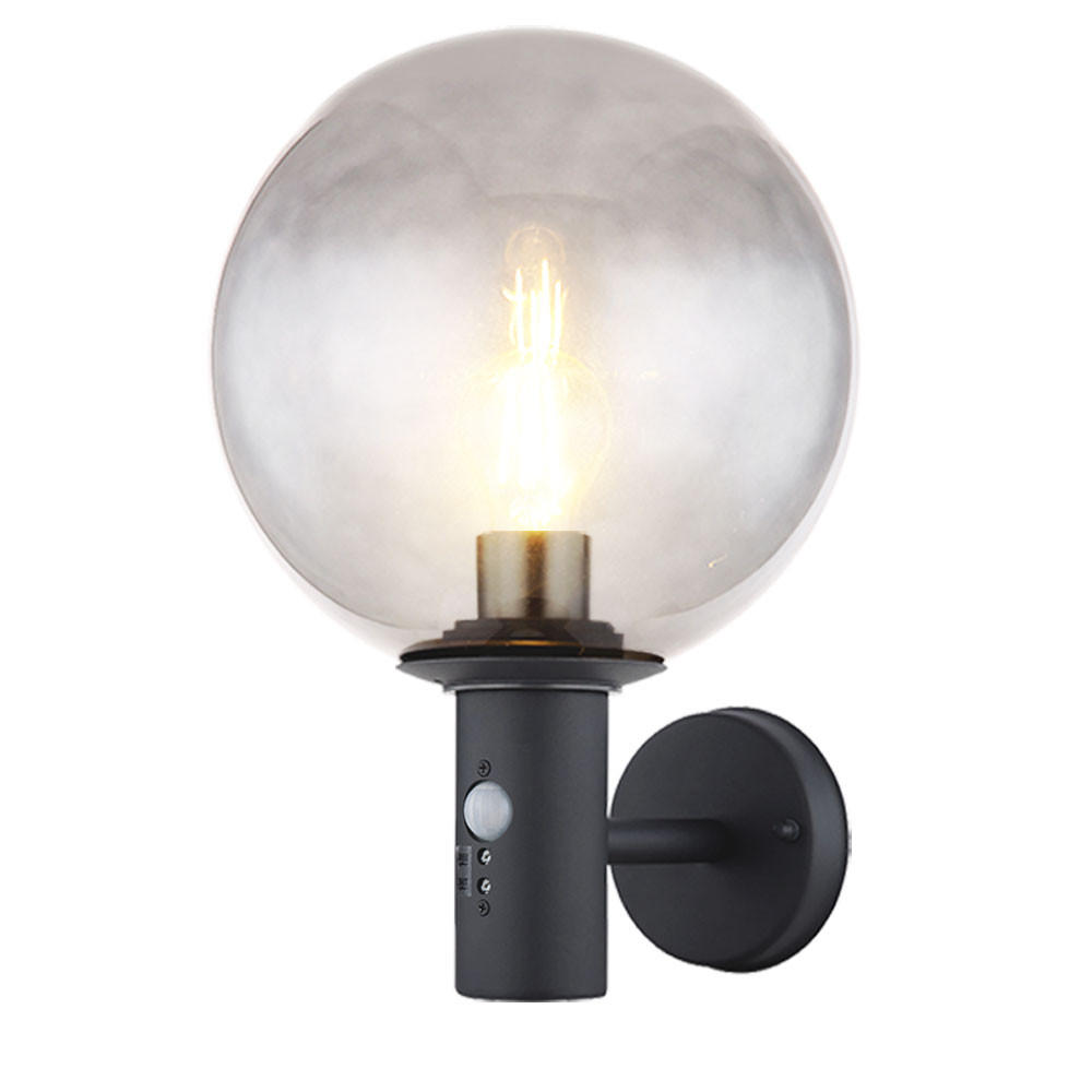 LED AUSSEN-WANDLEUCHTE HEDWIG Anthrazit Rauchglas - Anthrazit, Glas (26.5/37/25cm) - Globo Lighting