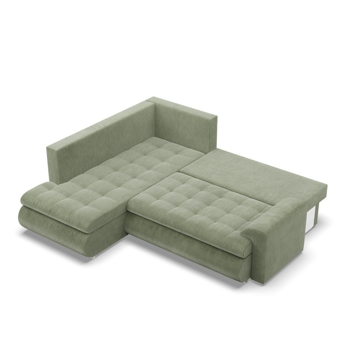 ECKSOFA LINKS MIT SCHLAFFUNKTION FORESTA, Cord - Grün - Grün, Textil (230/200cm) - Mebligo