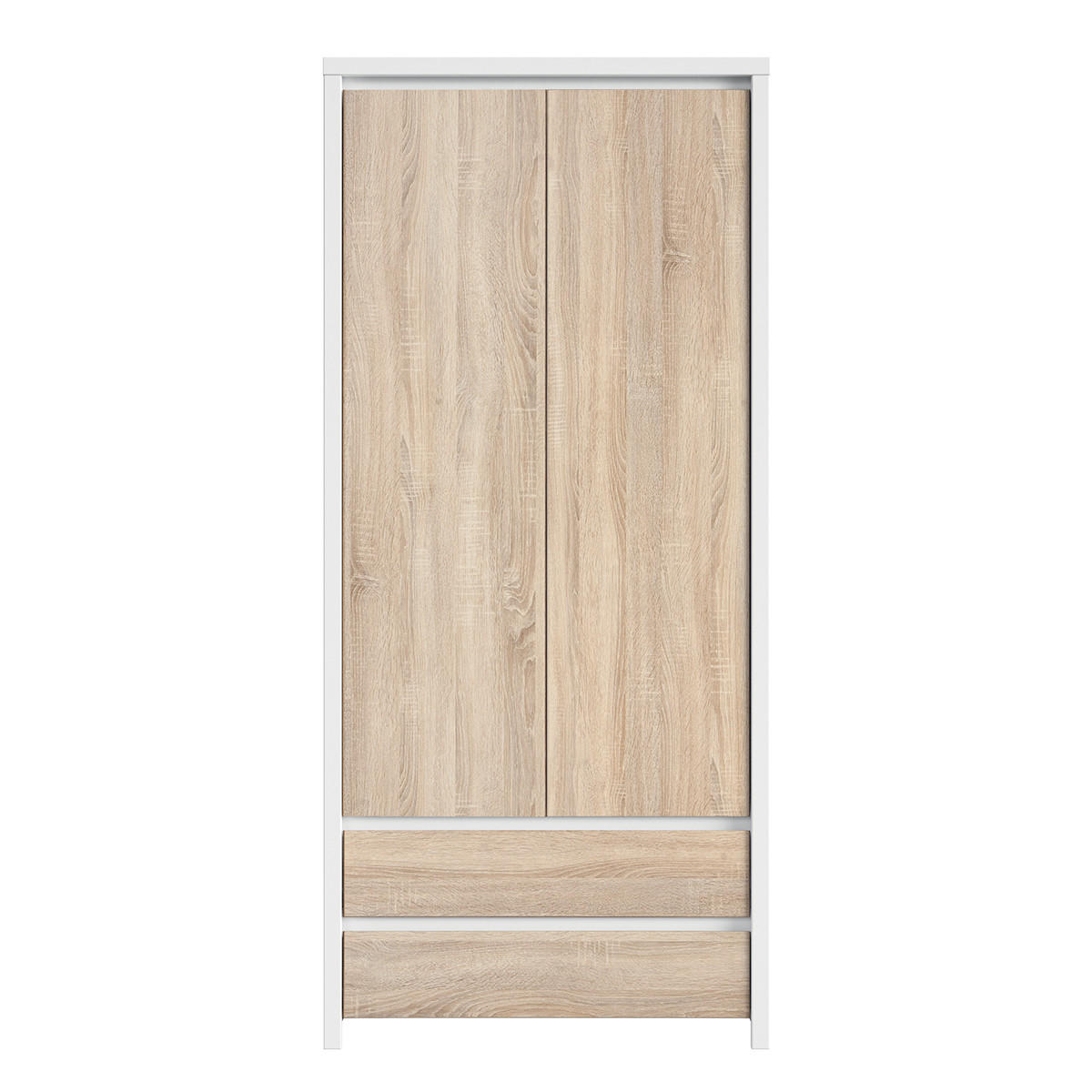 SCHRANK 2 Türen Soren Holz und Weiß - Weiß, Holzwerkstoff (90/200/55cm) - Petits-meubles