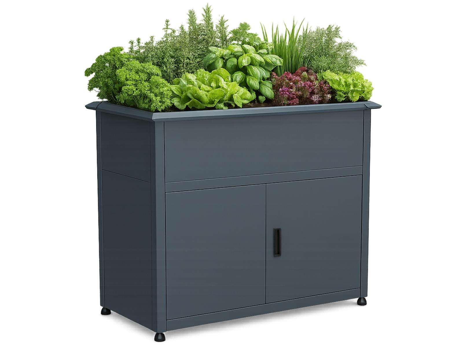 HOCHBEET mit Unterschrank und Drainagesystem, 107x57x85cm - Grau, Kunststoff (80/175/120cm)