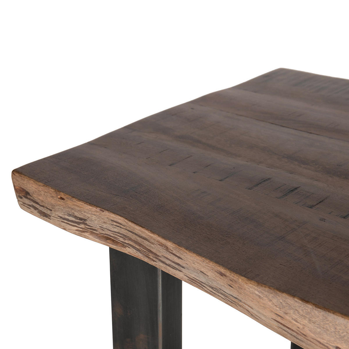 BARTISCH - Akazie massiv / Eisen - Anthrazit/Akaziefarben, Holz/Metall (55/120/105cm) - home24