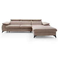 ECKSOFA 280 cm Xanto M, Schlaffunktion, verstellbaren Kopfstützen, Rechts, Hellbraun - Hellbraun, Holz (193/280cm) - Emporius