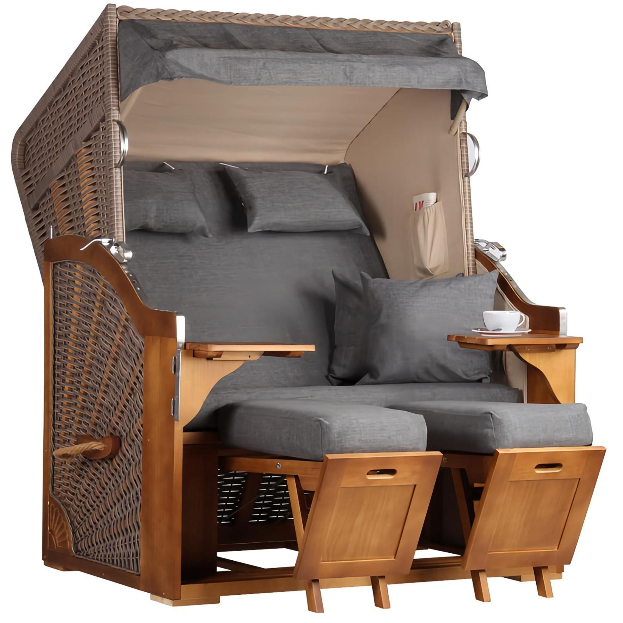 STRANDKORB Schleswig Pinie 2-Sitzer - Braun/Grau, Metall (120/160/80cm) - Mr. Deko