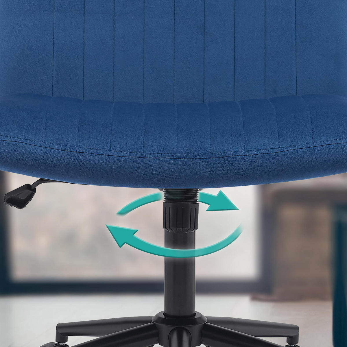 DREHSTUHL Samt blau - Blau/Schwarz, Textil/Metall (62/86/65cm) - CLP