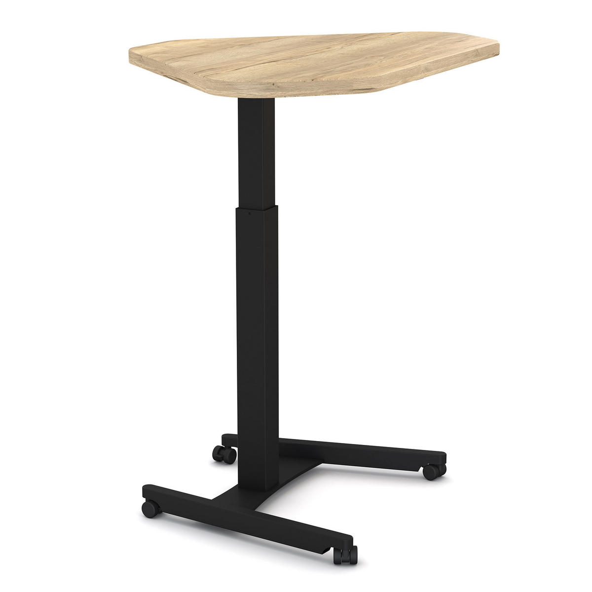 STEHPULT Höhenverstellbares Steh-Sitzpult Single Desk Eiche Natura Schwarz /72-116cm - Multicolor, Holz/Metall (67.5/108/72cm) - ASSMANN