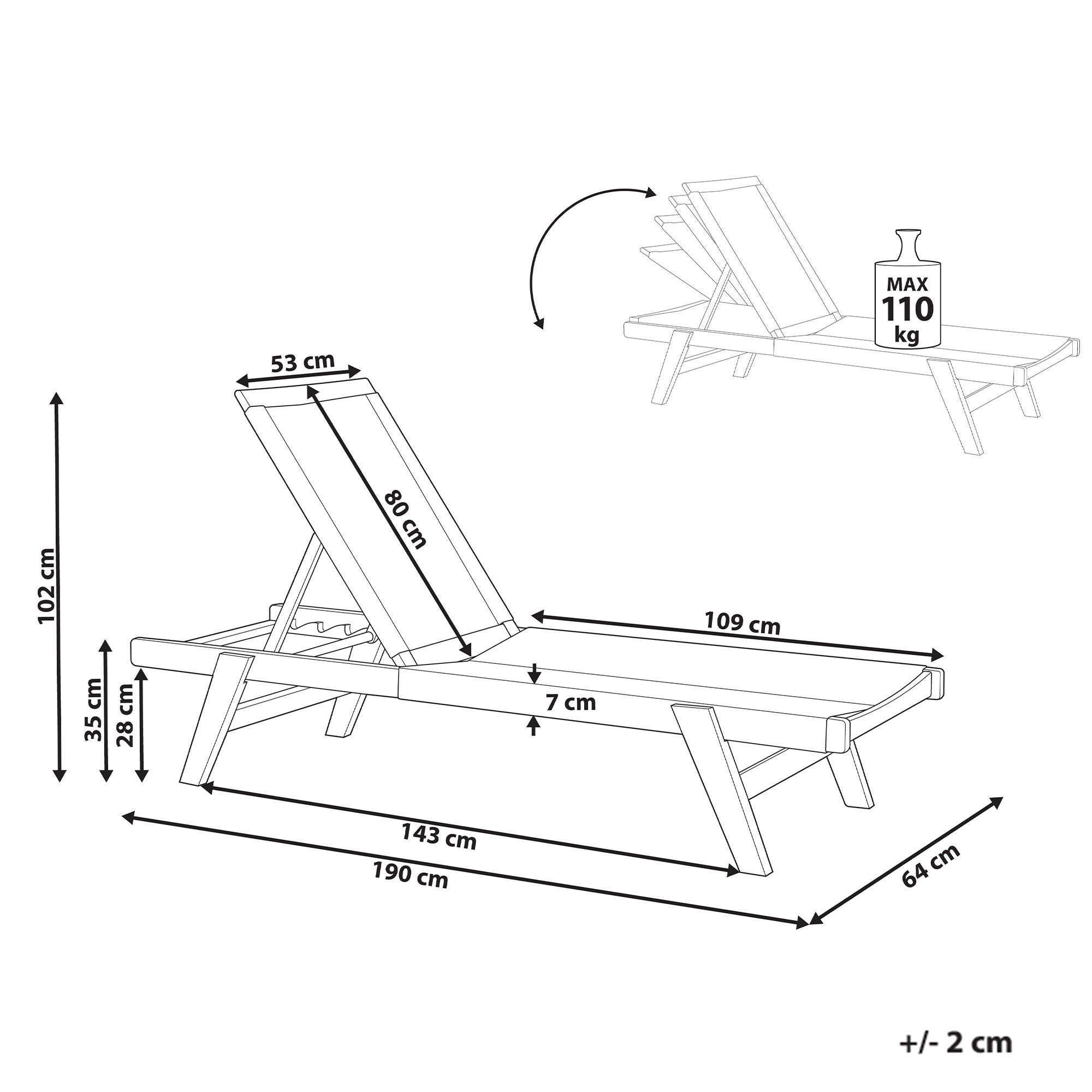 Thumbnail - Beliani Gartenliege, Grün, Hellbraun, Holz, 64x35x190 cm, Gartenmöbel, Gartenliegen