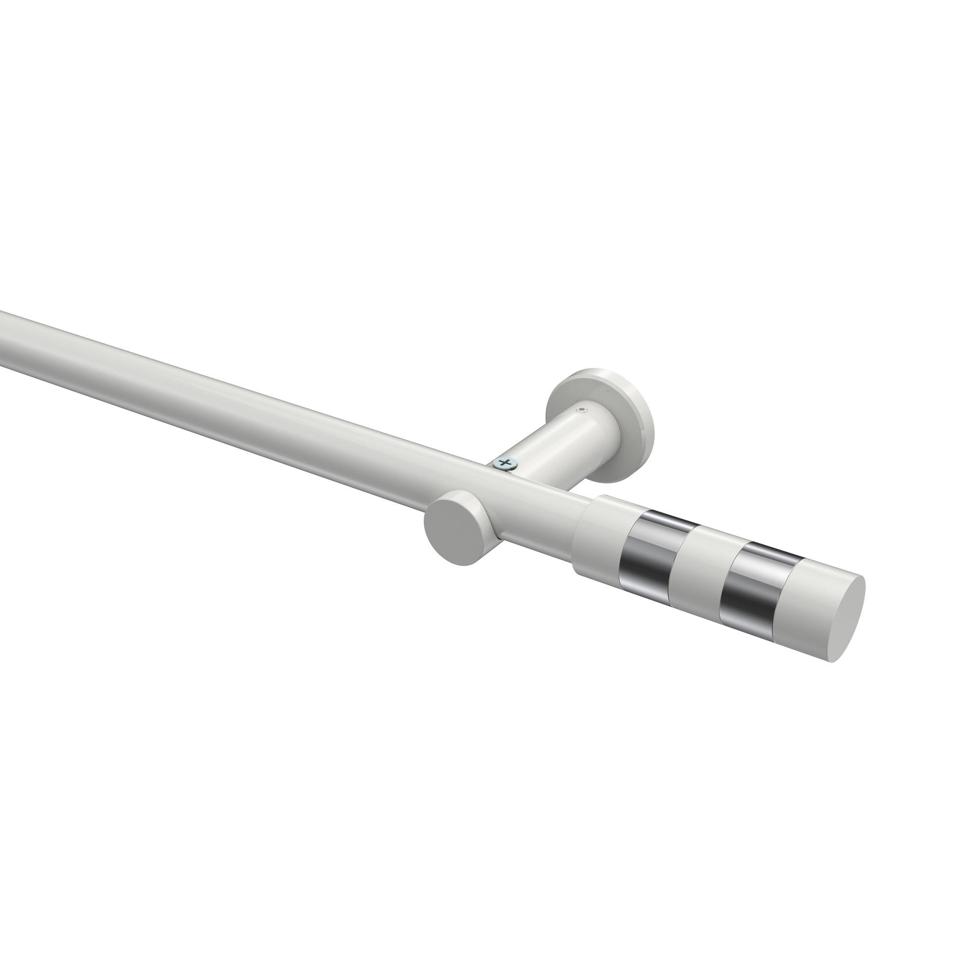 GARDINENSTANGEN-SET Platon Mavell 120 cm, 1-läufig (ohne Ringe), 20 mm Ø Weiß - Chromfarben/Weiß, Metall (120cm) - INTERDECO
