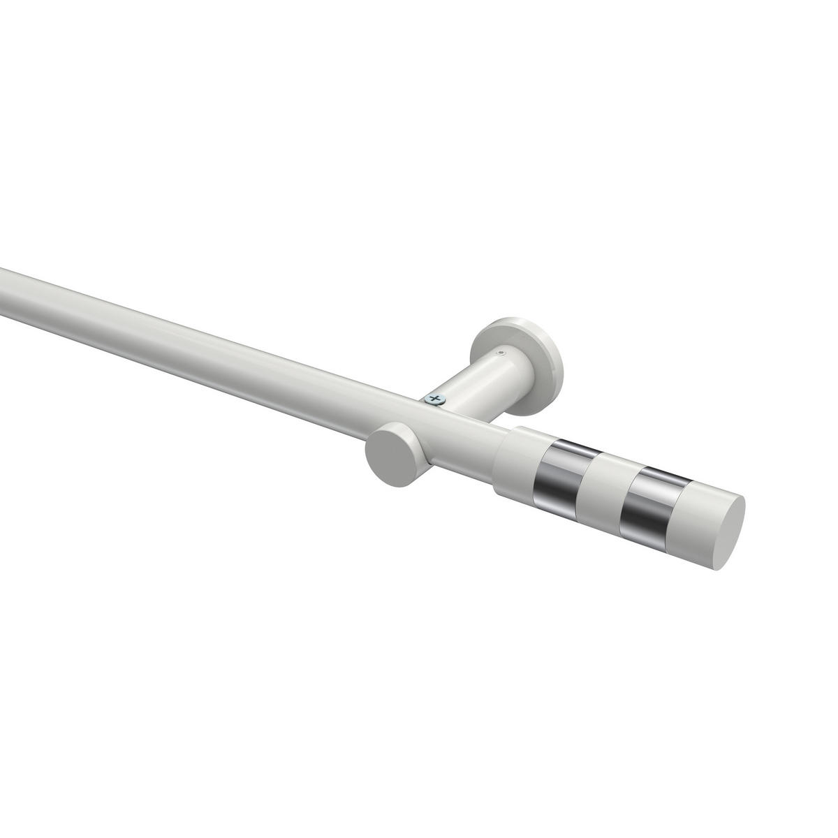 GARDINENSTANGEN-SET Platon Mavell 140 cm, 1-läufig (ohne Ringe), 20 mm Ø Weiß - Chromfarben/Weiß, Metall (140cm) - INTERDECO