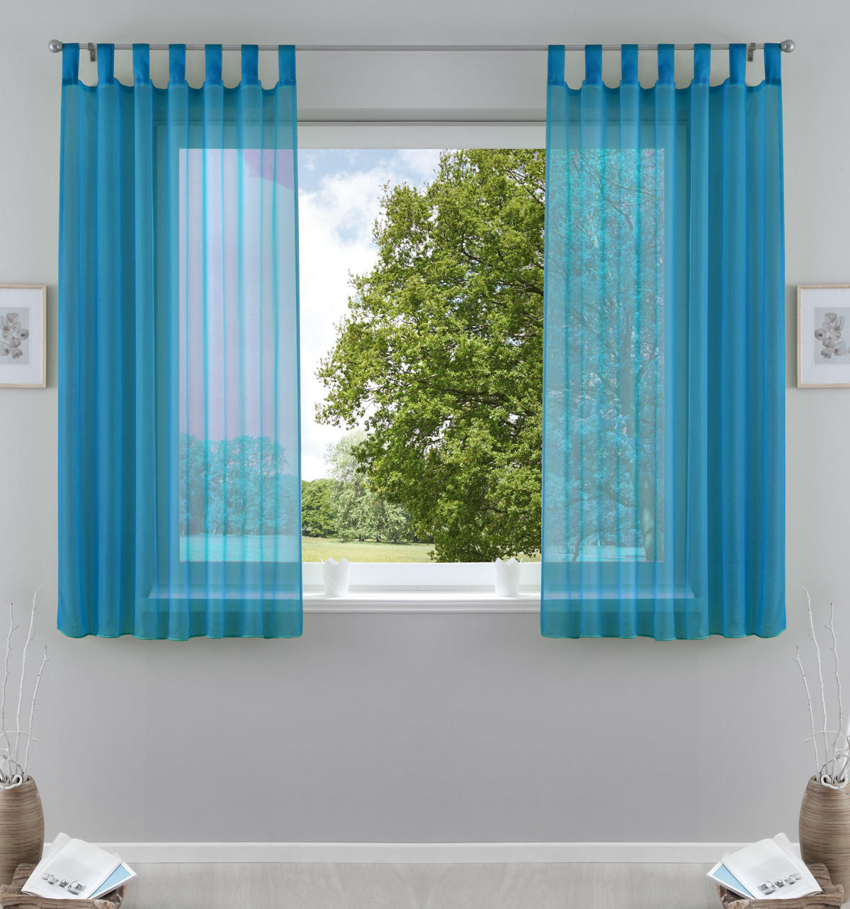 SCHLAUFENGARDINEN Voile 2er Set 175x140 cm Türkis - Türkis, Textil (140/175cm) - Gardinenbox.eu