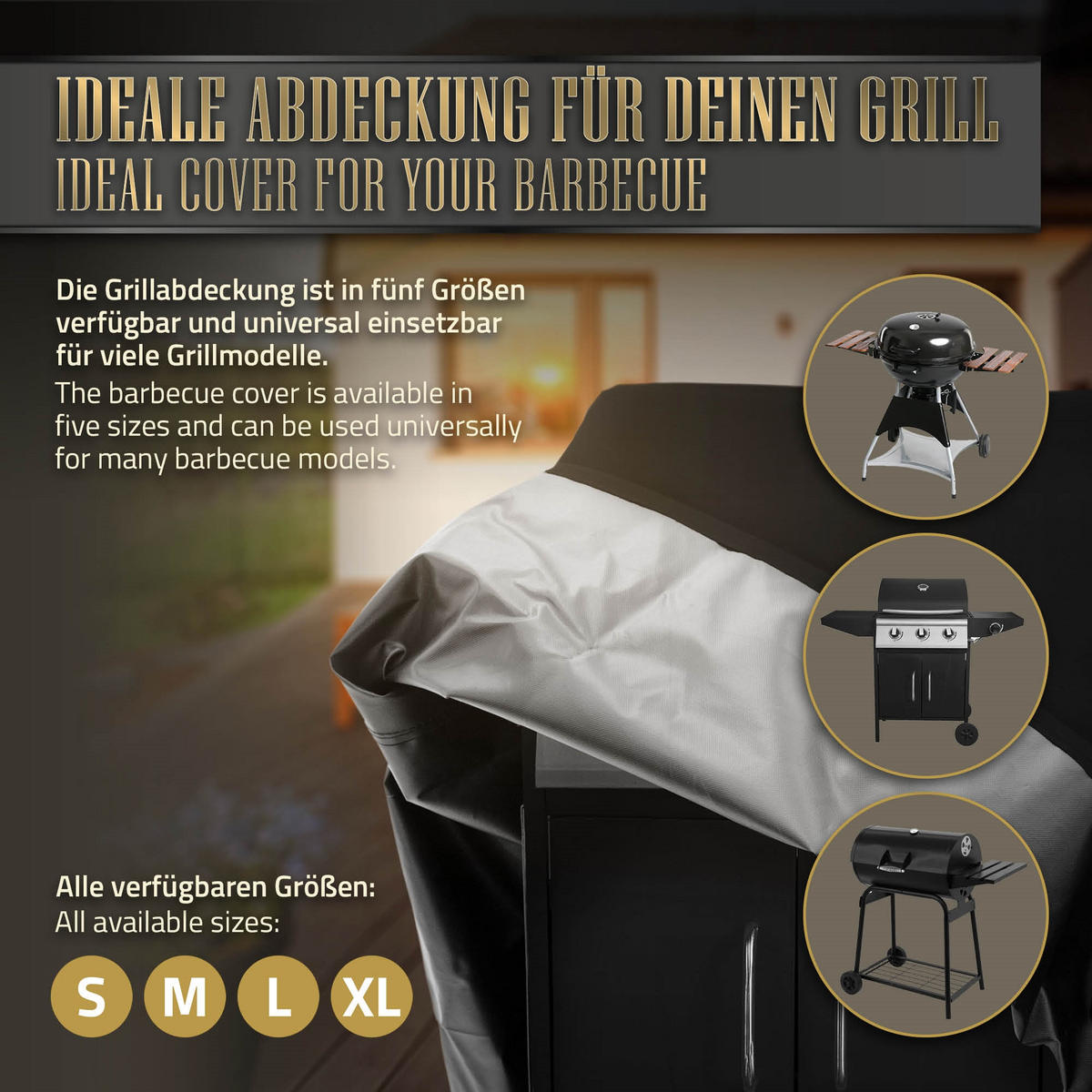 GRILLABDECKUNG - Schwarz, Metall (61/122/163cm) - BBQ Boss