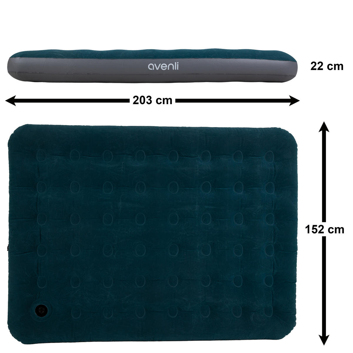 LUFTBETT Luftmatratze Camping CloudCoil grün mit Fußpumpe 203x152x22cm - Grün, Kunststoff (152/203cm) - Avenli