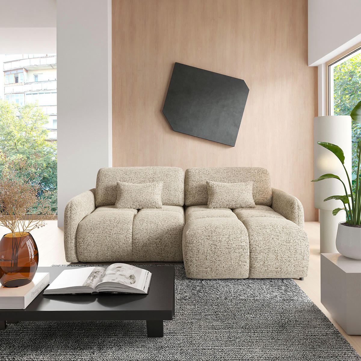 ECKSOFA Beige meliert - Beige, Holz (240/165cm) - Petits-meubles