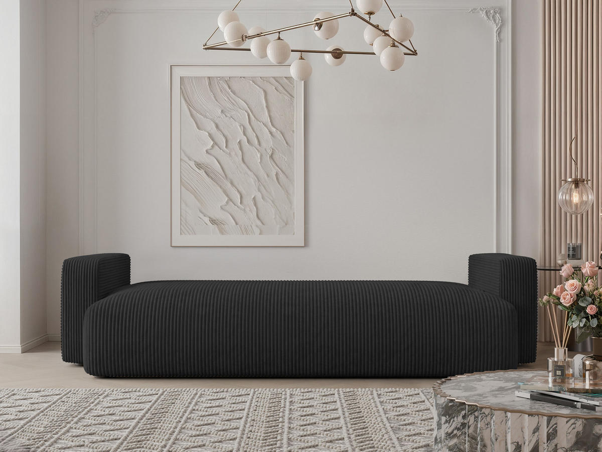 SOFA mit Schlaffunktion, Schwarz - Schwarz, Holzwerkstoff (246/79/93cm) - Idohome