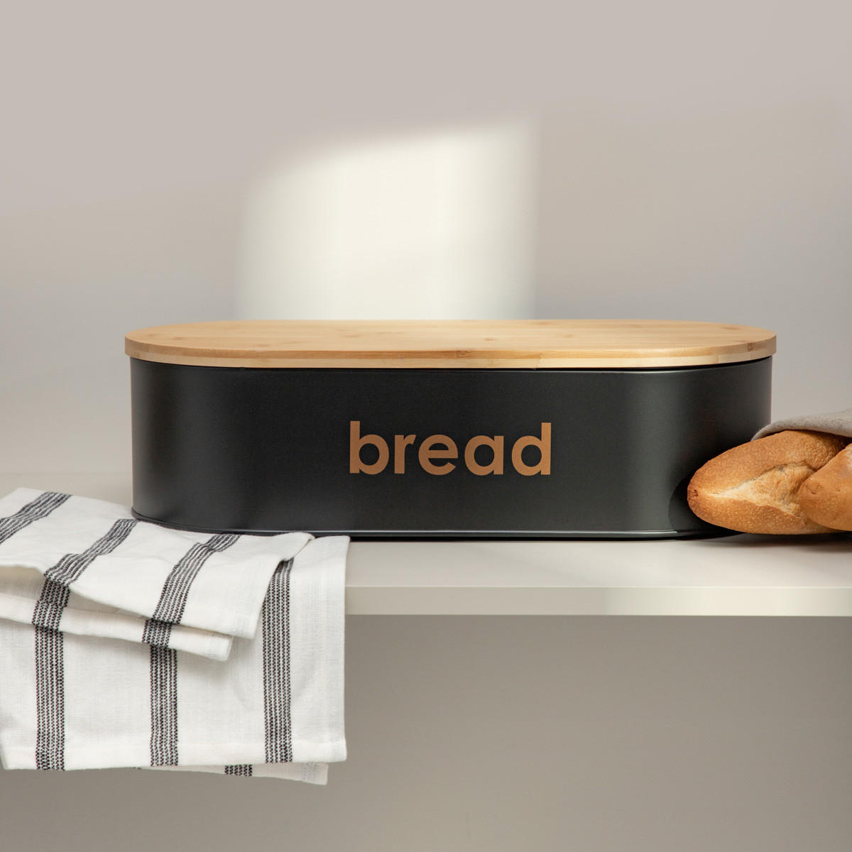 BROTKASTEN Parma schwarz 44/21/12 cm - Schwarz, Metall (21/12/44cm) - Homla