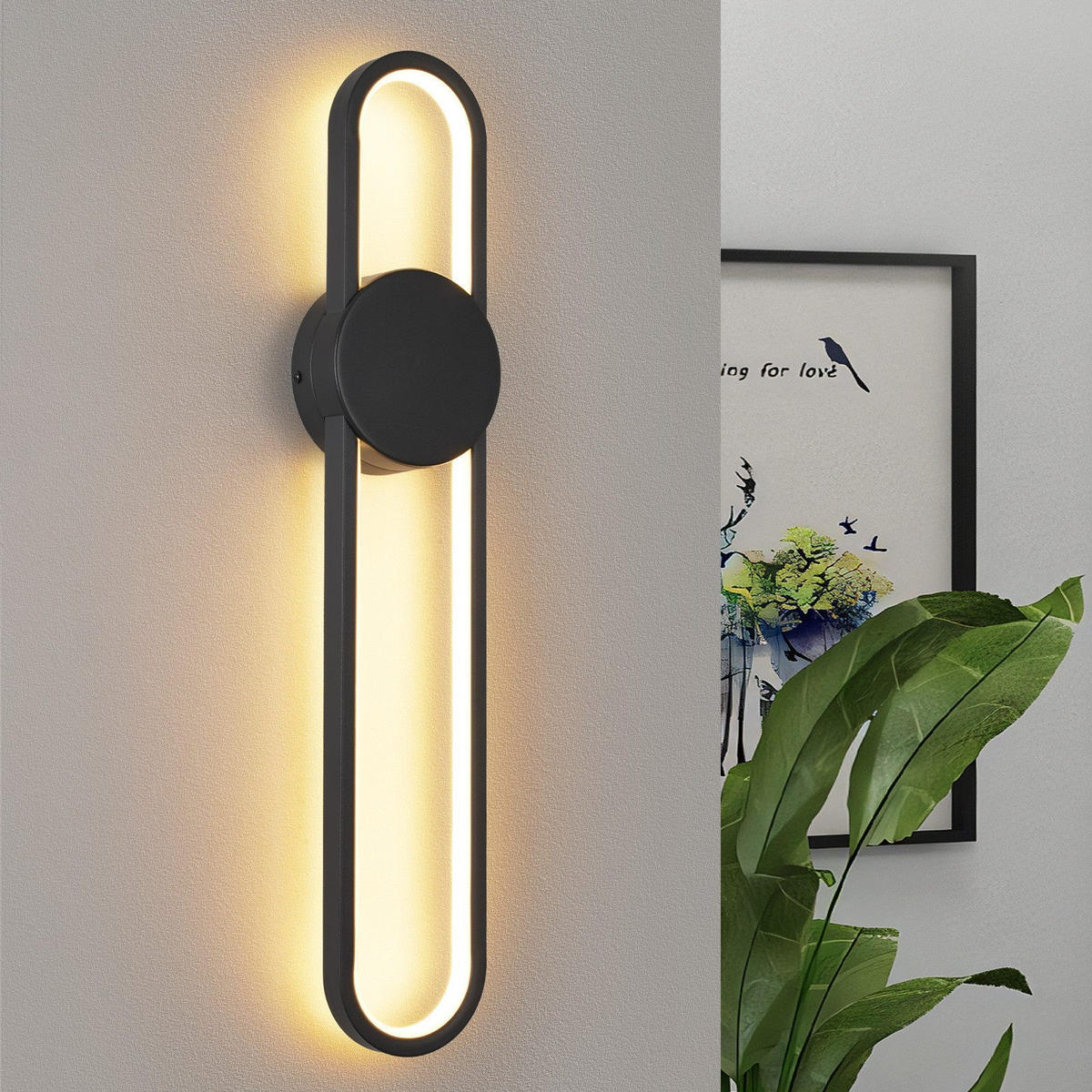LED nástěnné svítidlo Frankenthal II 60/12/6 cm - černá, kov (12/5.5/60cm) - Nettlife